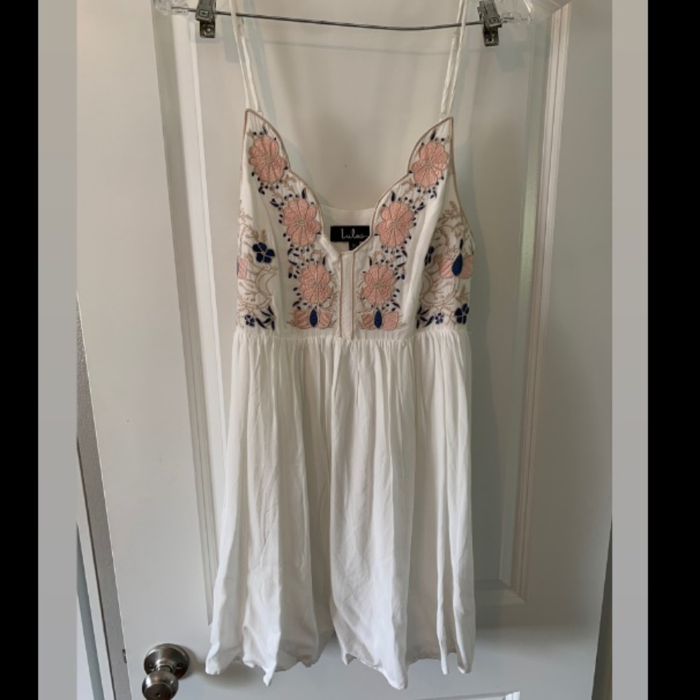 LuLu’s Daisy Petal Pickin' Ivory Embroidered Dress